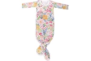 Copper Pearl Baby Gown - Knotted Newborn Sleepers for Baby Boy and Girl, Soft Stretchy Long Sleeve Infant Gowns with Bottom Tie and Hand Mittens, Perfect Hospital Coming Home Outfit (Lark)