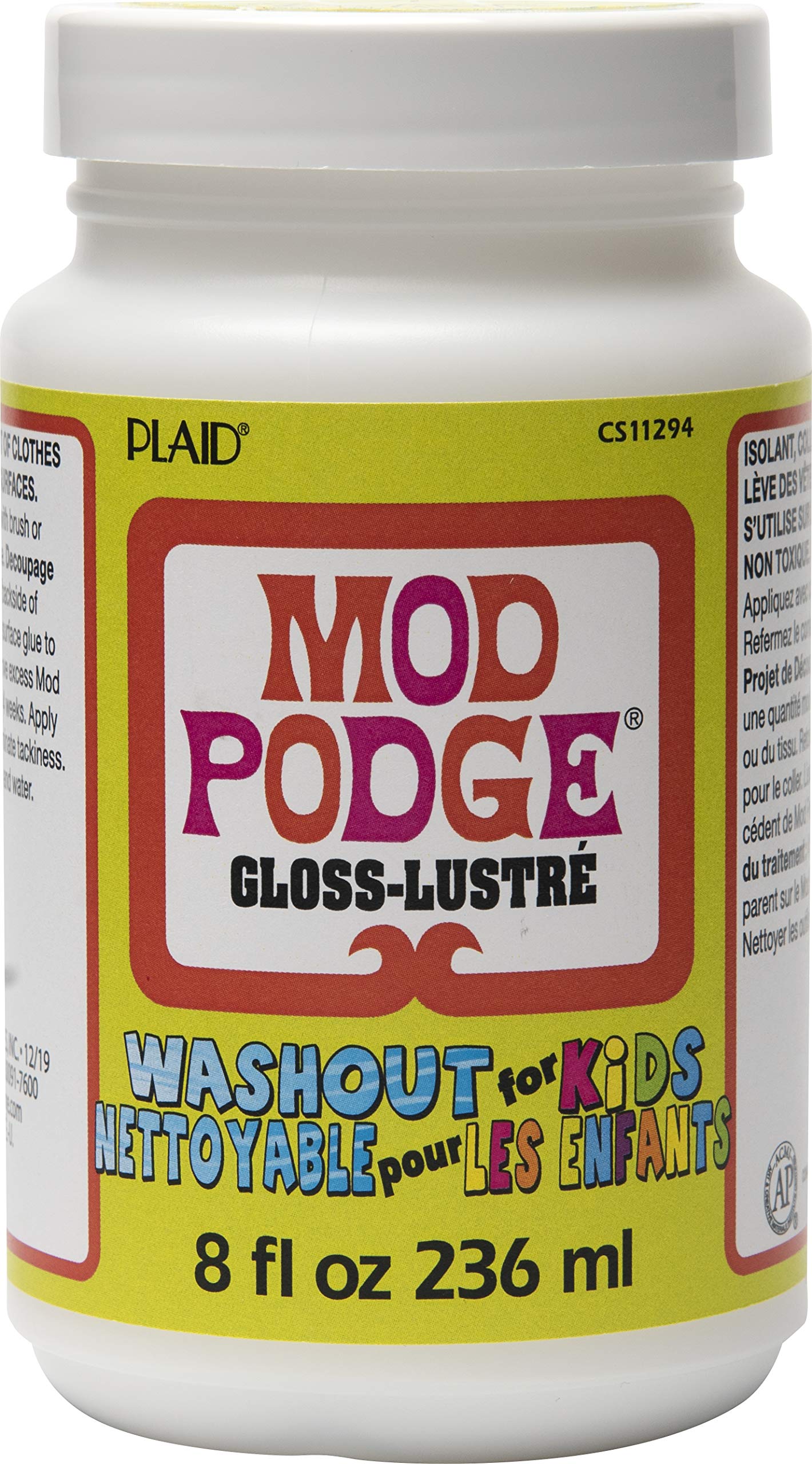 Mod Podge 8 oz Wash Out for Kids Waterbase Sealer, Glue and Finish, Clear