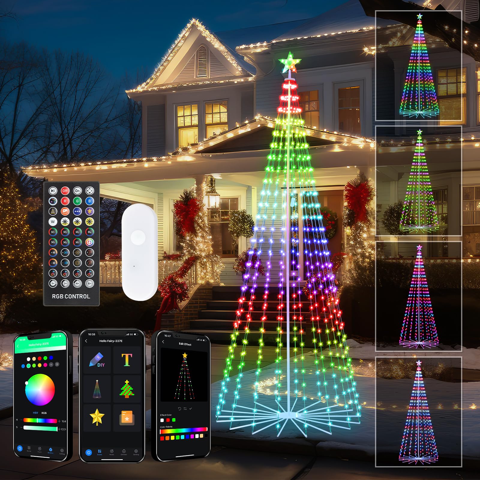 Photo 1 of **** FOR PARTS****     FANCILLUMA 10 FT Outdoor Christmas Tree,Smart APP Remote Control RGB Color Changing DIY Timer 514 LED Christmas Tree for Indoor Outdoor Decorations