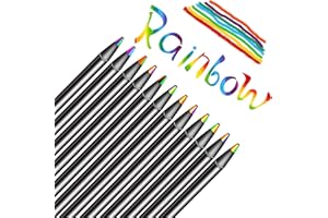 DEIHAALEN Rainbow Pencils for Kids, 12Pcs Black Wooden 7 Color in 1 Coloring Pencil, Jumbo Aesthetic Drawing Pencils for Art Supplies Adults Student Gifts Classroom Reward