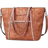 FADEON Large Laptop Tote Bag for Women Designer Leather Laptop Bag Fashion Travel Backpack Purse Shoulder Handbag