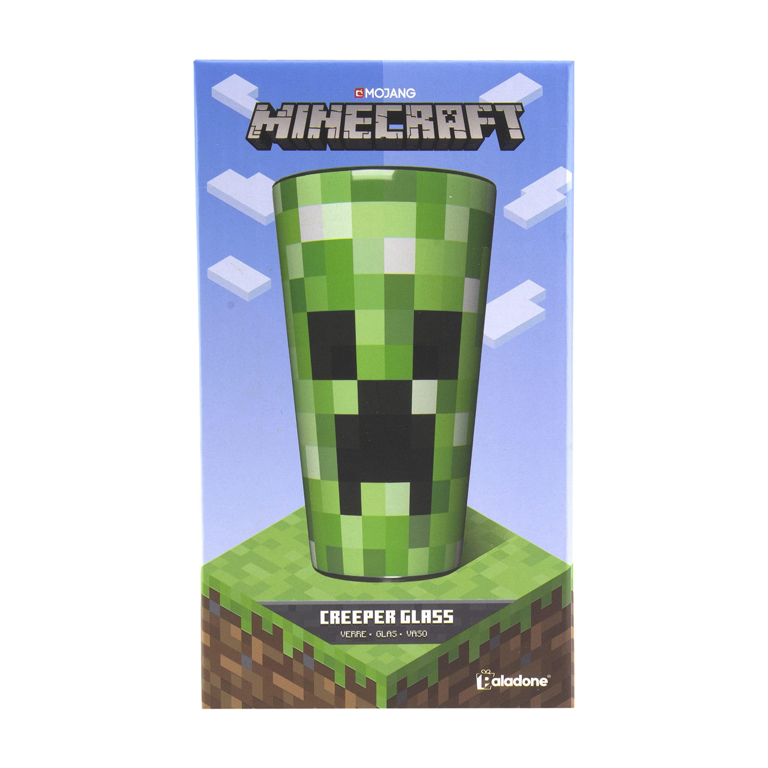 Paladone Minecraft Creeper Glass Tumbler - Officially Licensed Drinkware for Cold Beverages, Gift for Gamers 400ml (14 fl oz)