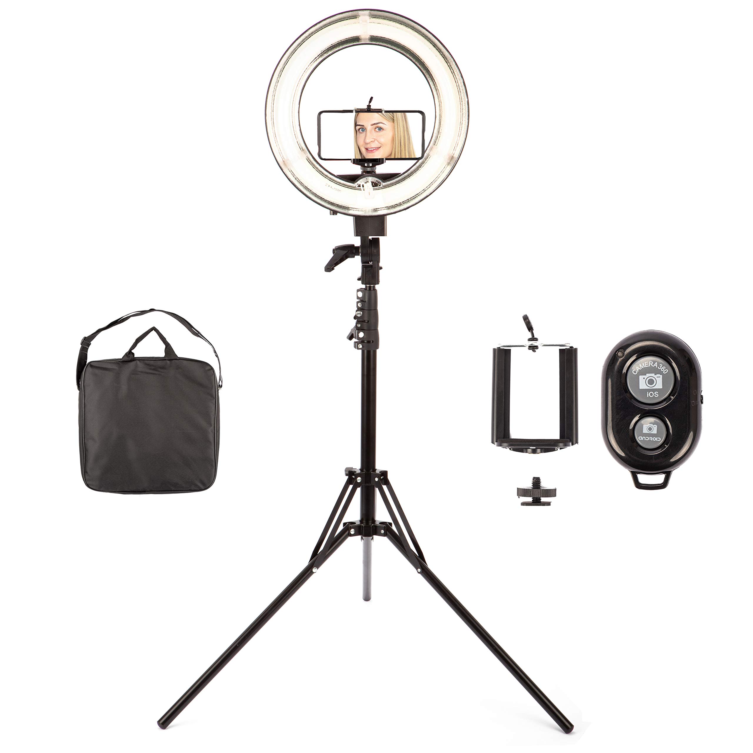 Ring Light Kit 13.5" 5500K Dimable Selfie Ring Light with Tripod Stand, for Live Streaming Make Up YouTube Video Photo Photography TikTok Vlogging with Travel Carry Bag Phone Mount and Remote Shutter