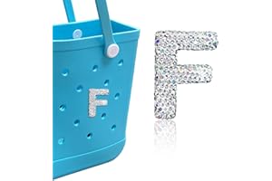 HLUWA Diamond Letter Charms for Bogg Bag - Sparkling Rhinestone Alphabet Lettering Accessories for Handbag, Beach Tote Bag