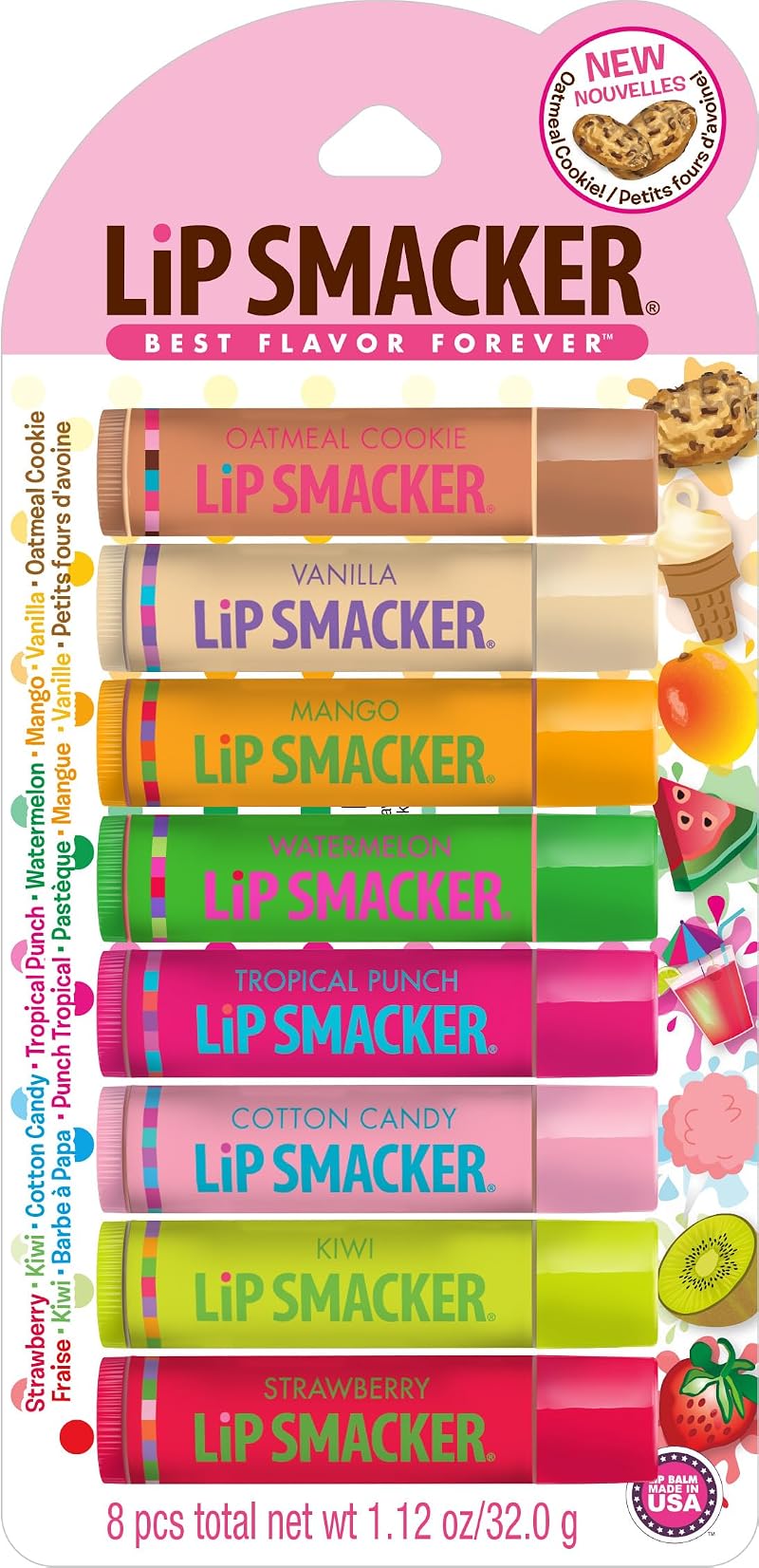 Lip Smacker Original Flavors Party Pack Lip Gloss 8 Pieces 1.12 oz