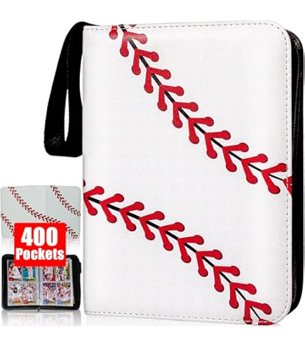 400 Pocket Baseball Card Binder - Trading Card Album With Zipper & Keychain