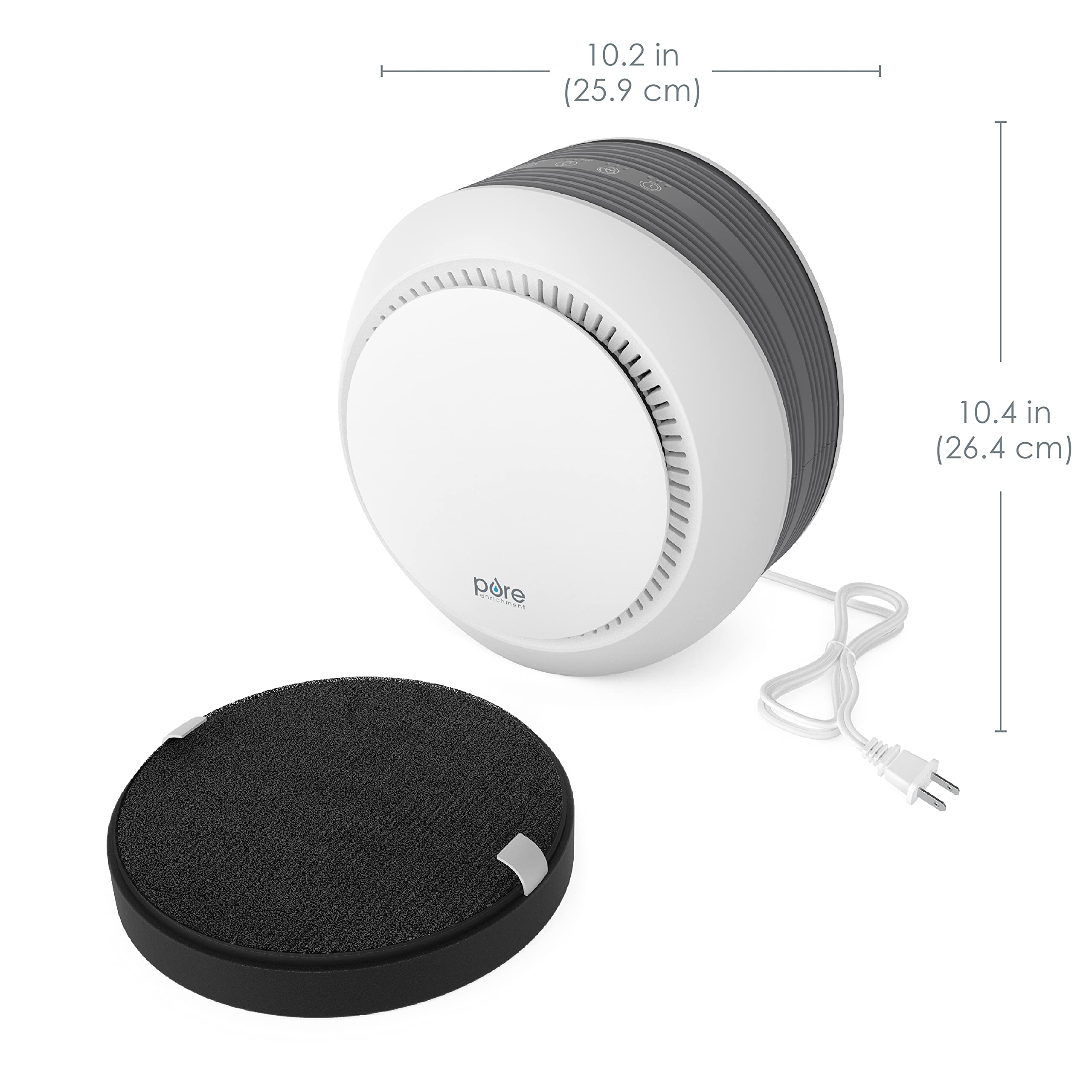 Pure Enrichment PureZone Halo Medium Room Air Purifier, 2 Stage Filtration, Purifies Air of Smoke, Pollen, Dust, and Pet Hair - Easily Fits on Tables, Desks, and Nightstands (White)