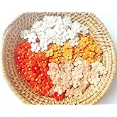 PLflower Set of 50 Tiny Flower Mixed Tone Orange Embellishment with Thread stem Mulberry Paper Flower Size 0.30" Very Small Orange1 Craft Handmade Wedding Scrapbook for so Many Card Craft Projects