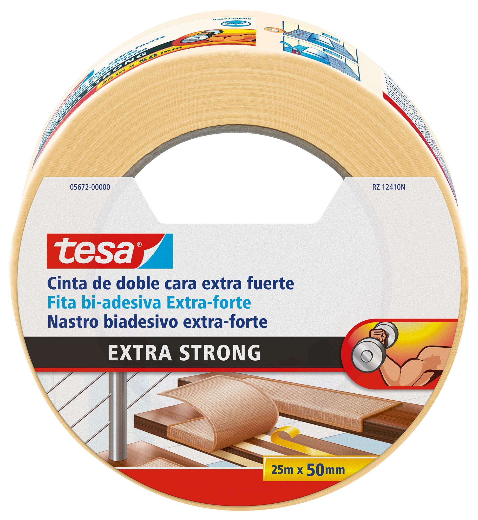 Cinta Doble Cara Extra Fuerte 25m x 50mm Beige