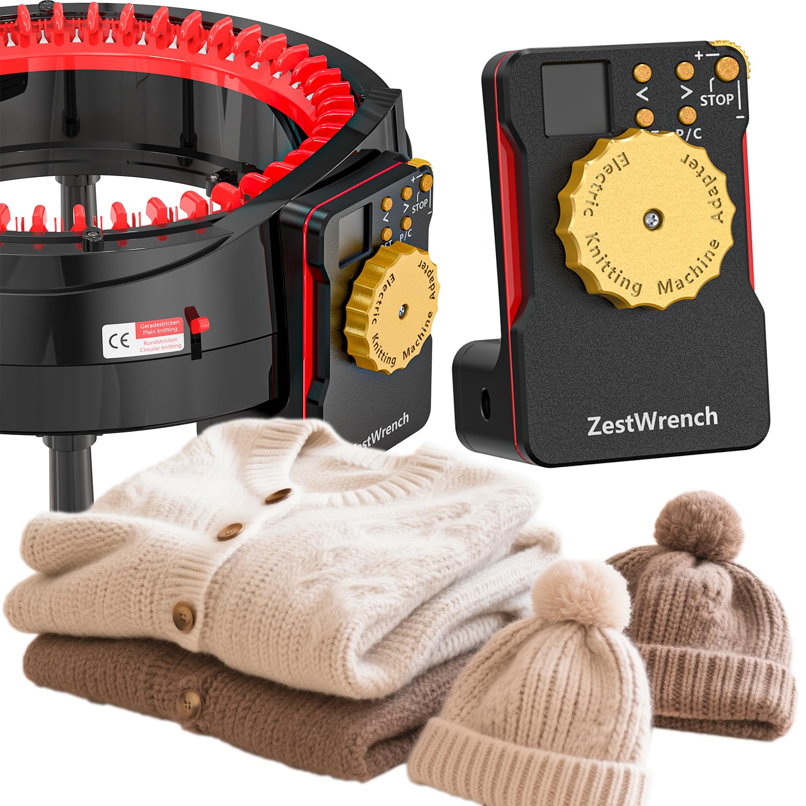 Photo 1 of [2025 Upgraded] zestwrench Electric Knitting Machine Adapter for Addi Knitting Machine 46, LCD Panel & Row Counter, Flat/Circular Dual Mode, Variable Speed Motor Accessories for Most Yarns