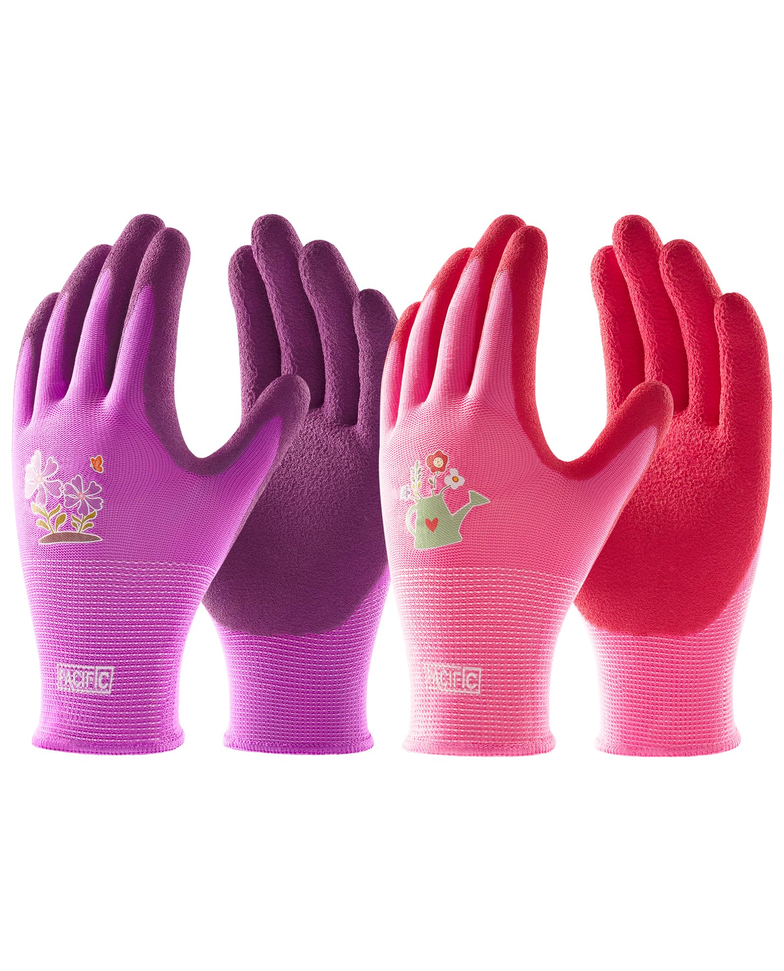 PACIFIC 6 Pairs Women's Gardening Gloves - Non-Slip Latex, Ultra-Grip Work Gloves For Ladies, Durable Safety Gloves for Yard, Fishing, Camping, DIY and Outdoor Activity, Purple & Red, Medium — image 1