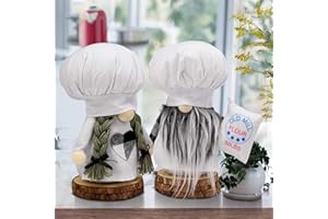 YuQi 2Pcs Handmade Chef Gnomes Plush - Tomte Gnome for Christmas Kitchen Decor & Tiered Tray Holiday Ornament for Xmas Party, Gift for Child