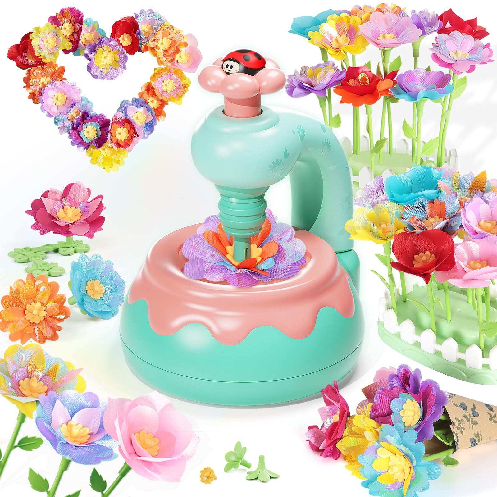 Blumenstrauß-Bastelset, DIY Blumen Bastelset Kinder, Kunsthandwerk-Lernspielzeugset für Mädchen im Kleinkindalter, Weihnachts Geburtstagsgeschenk für Mädchen und Jungen im Alter von 3 4 5 6 7+ Jahren