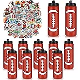 RhythmFit 12 Pack Football Water Bottle Bulk with 300 PCS Football Stickers 20 oz Reusable BPA-Free Football Water Bottles for Boys Sports Squeeze Bottles Football Party Favors football Gifts For Team