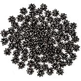 WRAPAHOLIC 100 Pcs Metallic Black Gift Bow Assortment - 1 Inch Mini Bow for Christmas, Birthday, Wedding, Baby Shower, Bridal Showers