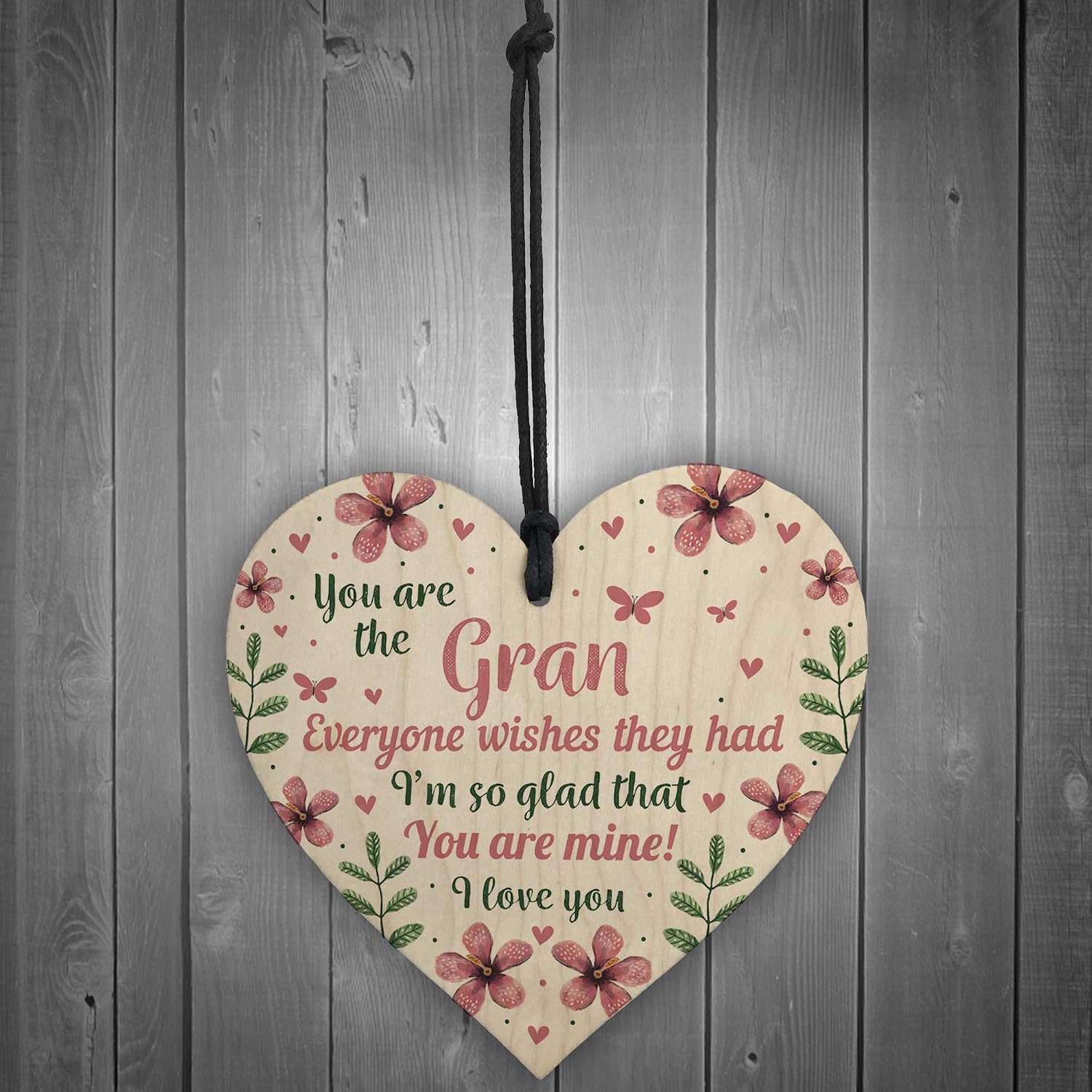 RED OCEAN Handmade Wooden Heart Nan Gifts For Birthday Nanny Nanna Gran Granny Birthday Presents, Multicolour, 10x10cm - Image 3