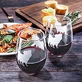 The Wine Savant Set of 2 Pug Dog Stemless Wine Glasses Good Doggy Puppy & Doggy Lover for Him & Her - Dogs Silhouette - Glass Gifts Etched Tumblers for Anniversary, Wedding, Home Bar Gifts