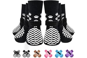 EXPAWLORER 6Pcs Anti Slip Dog Socks to Prevent Licking Paws, Dog Shoes for Winter, Double Sides Dog Boots & Paw Protectors Booties for Hardwood Floors with Grippers Small Medium Large Senior Dogs, S