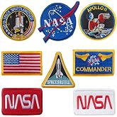 bfuee Apollo Space Shuttle Patches - NASA US Flag Patches (8 Pieces) for Hats, Jackets, Shirts, Vests, Shoes, Jeans