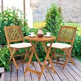 TANGZON Wooden Folding Bistro Set with Cushions, Acacia Garden Furniture view 9