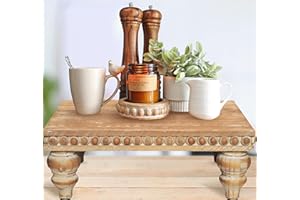 Decorative Tray Stand Display Riser - Wooden Tiered Tray Decor for Tabletop Use, Kitchen Island, Coffee Bar - Wood Risers, Be
