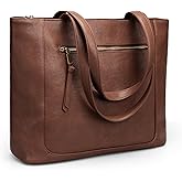 befen Genuine Leather Tote Bag for Women, Work Purse with Zipper and 15.6" Compartment