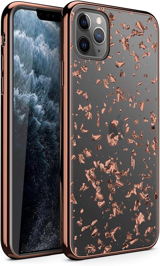 Amazon Com Zizo Refine Series For Iphone 11 Pro Case Ultra Slim Thin Case Clear Transparent Back W Rose Gold Foil Flakes Rose Gold Exposure