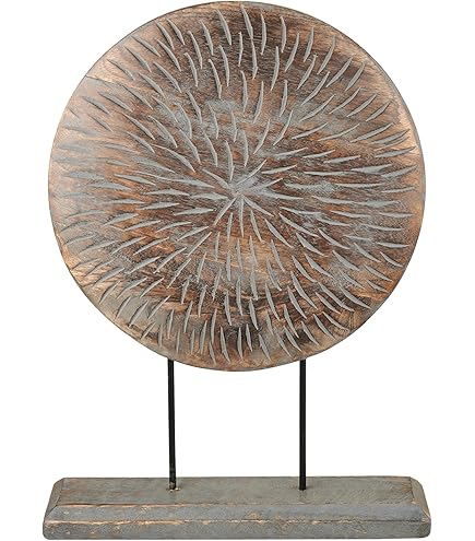 Sculpture De Table En Bois - Mandala Sculpté, Déco Maison Moderne (blanc, 25x10x14 Cm)