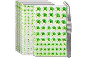 NIACONN Green Face Jewels Gems Stick on, 10 Sheets/1410 Pcs Self Adhesive Rhinestone Hair Gems Stickers for Makeup & DIY - Green