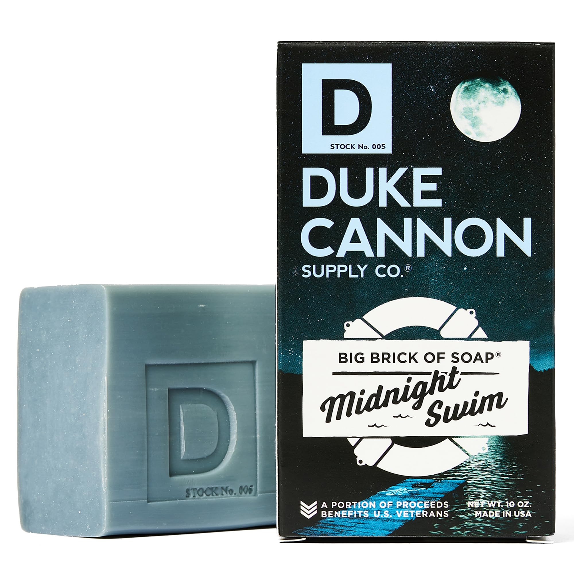 Photo 1 of Duke Cannon Big Brick of Soap – Midnight Swim, Premium Men's Soap Bar, Fresh & Invigorating Scent, 10 oz – Long-Lasting, Natural Ingredients, Made in USA