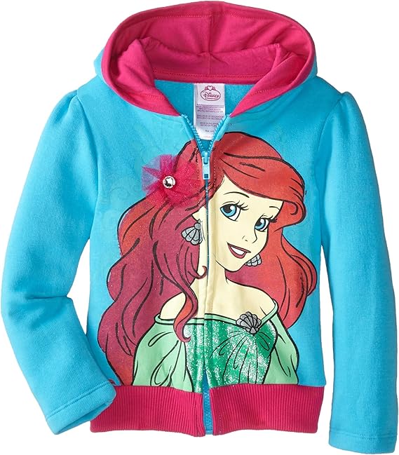 Disney Little Girls' Little Mermaid Ariel Hoodie, Blue, 4