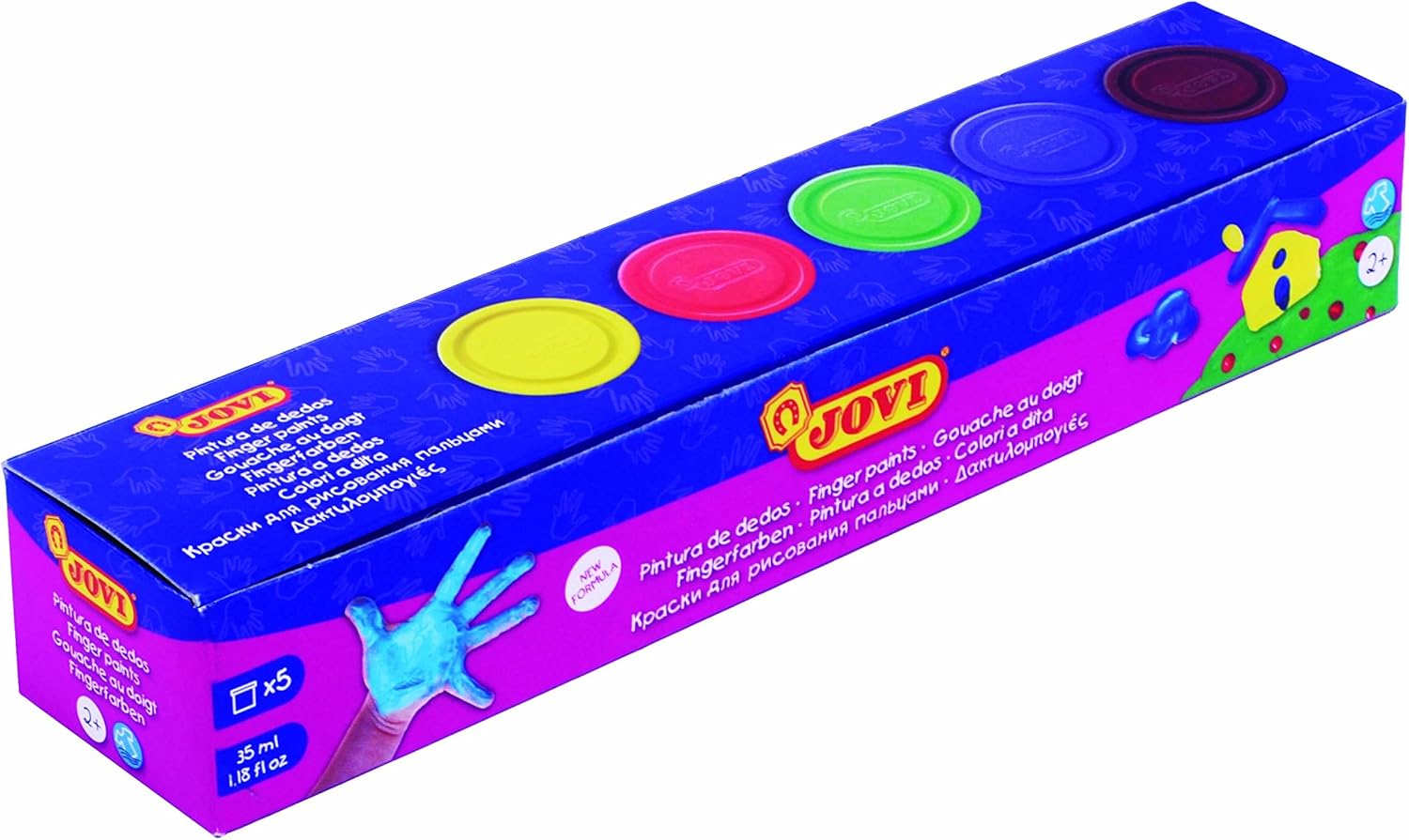Jovi Finger Paint; Boxed Set of 5 Jars, 35ml (1.2 oz), Core Colors, Washable Finger Paints, Multicolor: Toys & Games