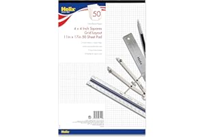 MAPED Helix - Bond Paper Pad - 1 Inch Equals 4x4 Grid - 11 Inch x 17 Inch - 50 Sheet Pad - Acid-Free - Drafting, Art, Sketching and Tracing