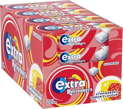 Extra Refreshers Chewing Gum Strawberry Lemon Sugar Free 112 pcs Bulk