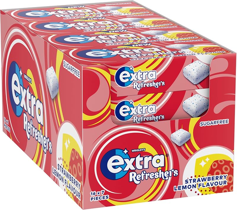 Extra Refreshers Chewing Gum Strawberry Lemon Sugar Free 112 pcs Bulk