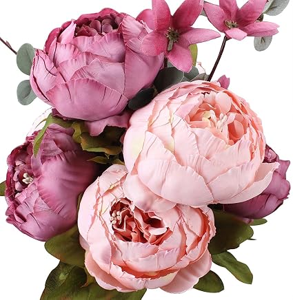 Bouquet Artificiel De Pivoines Amkun 1 Pièce Fleurs En Soie Décoration De Maison Mariage