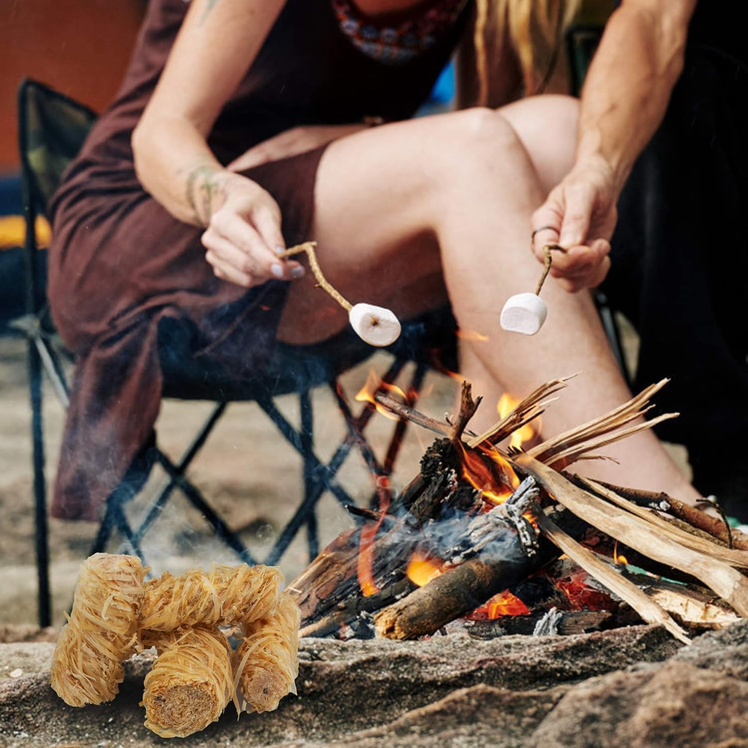 SWATOM Fire Charcoal Starters Firelighters Kindling Wood for Chimney Grill Fireplace Campfire BBQ Burn Pellet Stove Oven (25pcs) : Garden & Outdoor