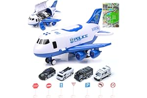 TOYTHRILL Interactive Airplane Toy with Toy Cars - Toy Airplane with Lights, Music, Jet Mist Effect & Play Mat - Battery-Operated, Realistic Design - Engineering & Travel Toys for Boys & Girls Age 3+