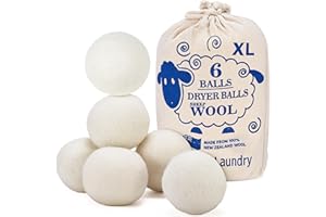 Handy Laundry Wool Dryer Balls - Natural Fabric Softener, Reusable, Reduces Clothing Wrinkles and Saves Drying Time, Better Alternative to Plastic Balls and Liquid Softener (Pack of 6)