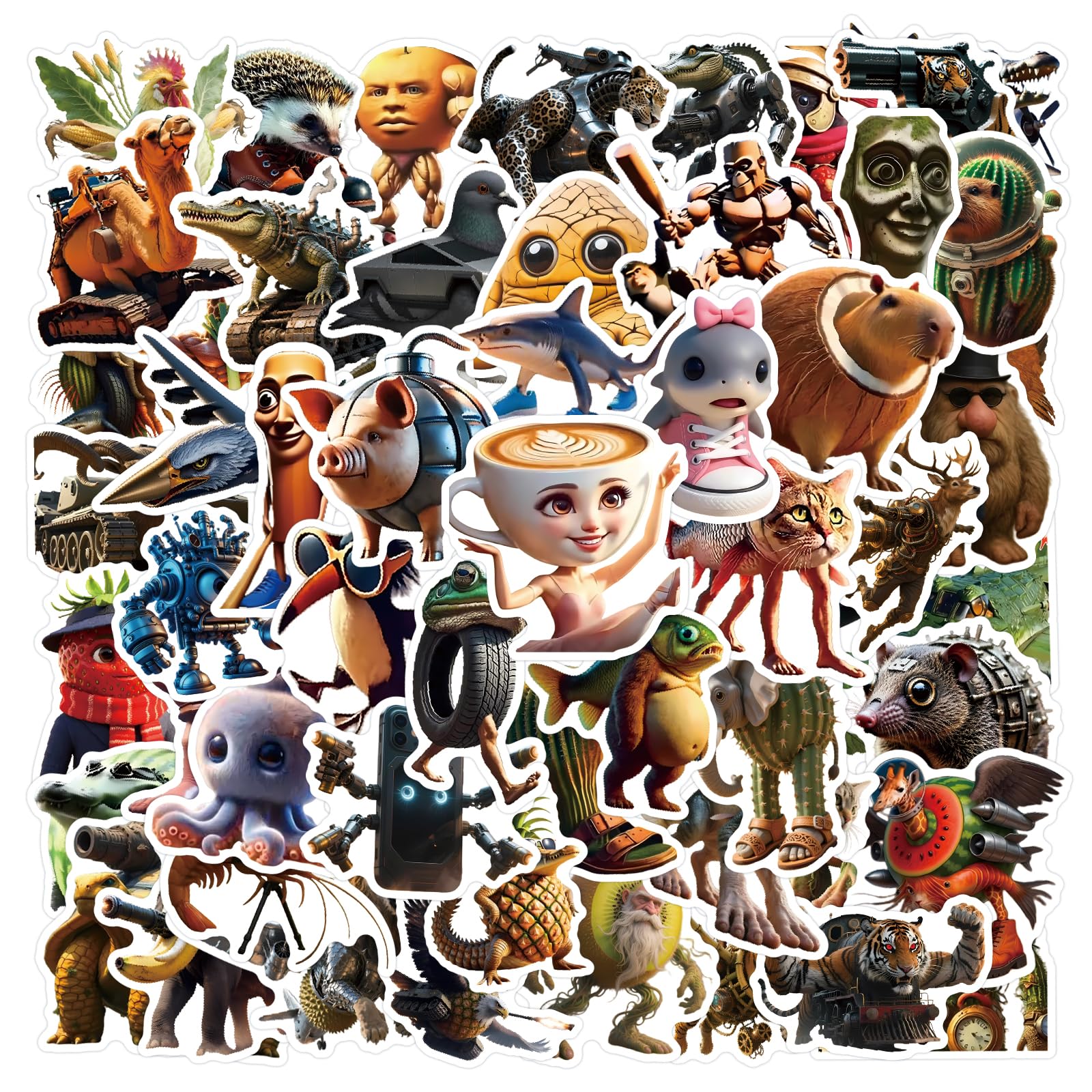 Photo 1 of 100 Pcs Italian Brainrot Funny Animals Stickers Bulk,American AI Tralalero Tralala Stickers Pack for Kids Girls Boys.Waterproof Vinyl Party Favors Decals Sticker for Water Bottles Laptop Phone