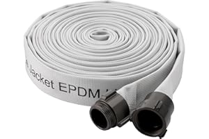 Venussar Fire Hose,1-1/2" ID X 50 FT, Single Jacket EPDM Lined, 750 PSI Burst Pressure, Industrial Fire Hose with M × F NST/NH Aluminum Couplings