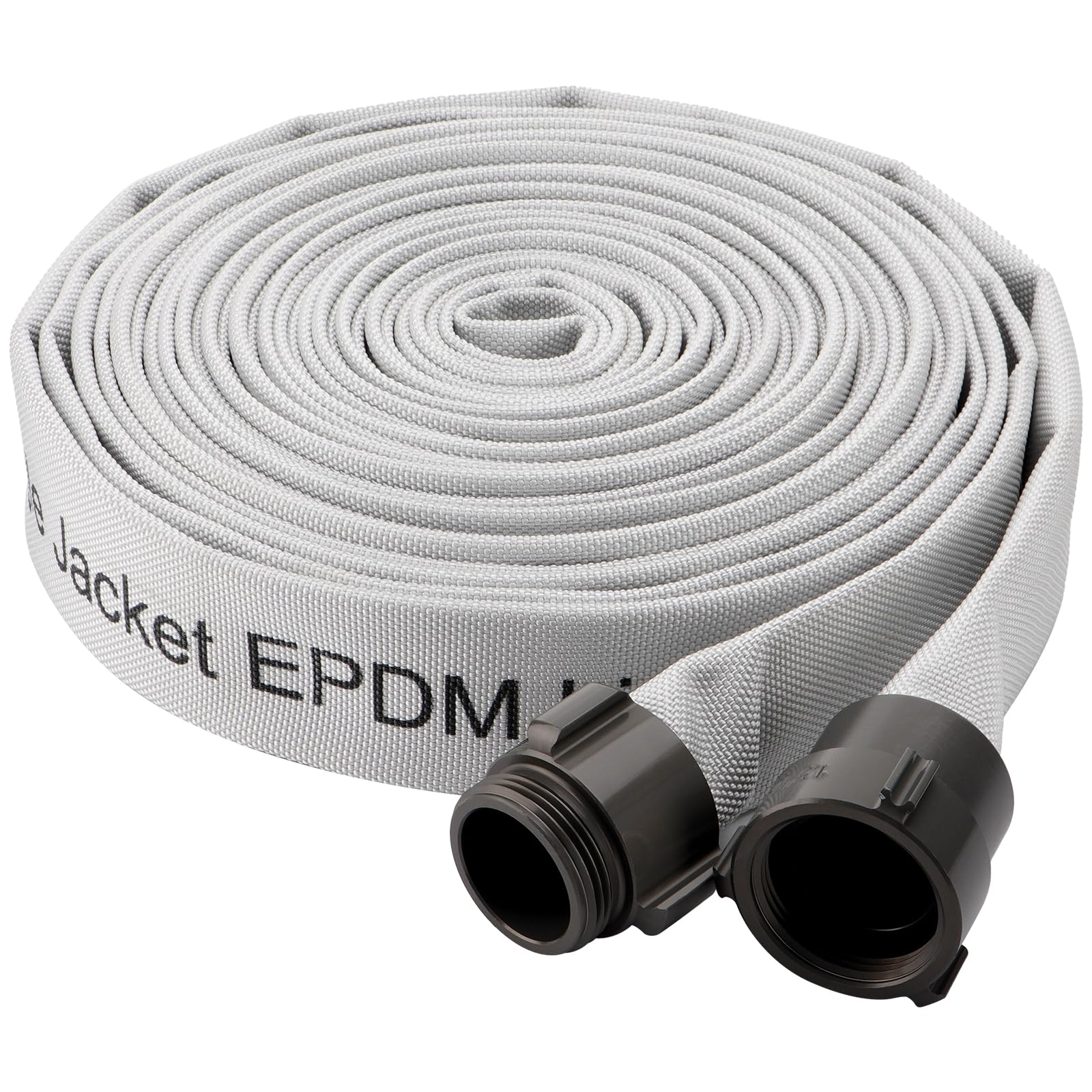 Photo 1 of Venussar Fire Hose,1-1/2" ID X 50 FT, Single Jacket EPDM Lined, 750 PSI Burst Pressure, Industrial Fire Hose with M × F NST/NH Aluminum Couplings