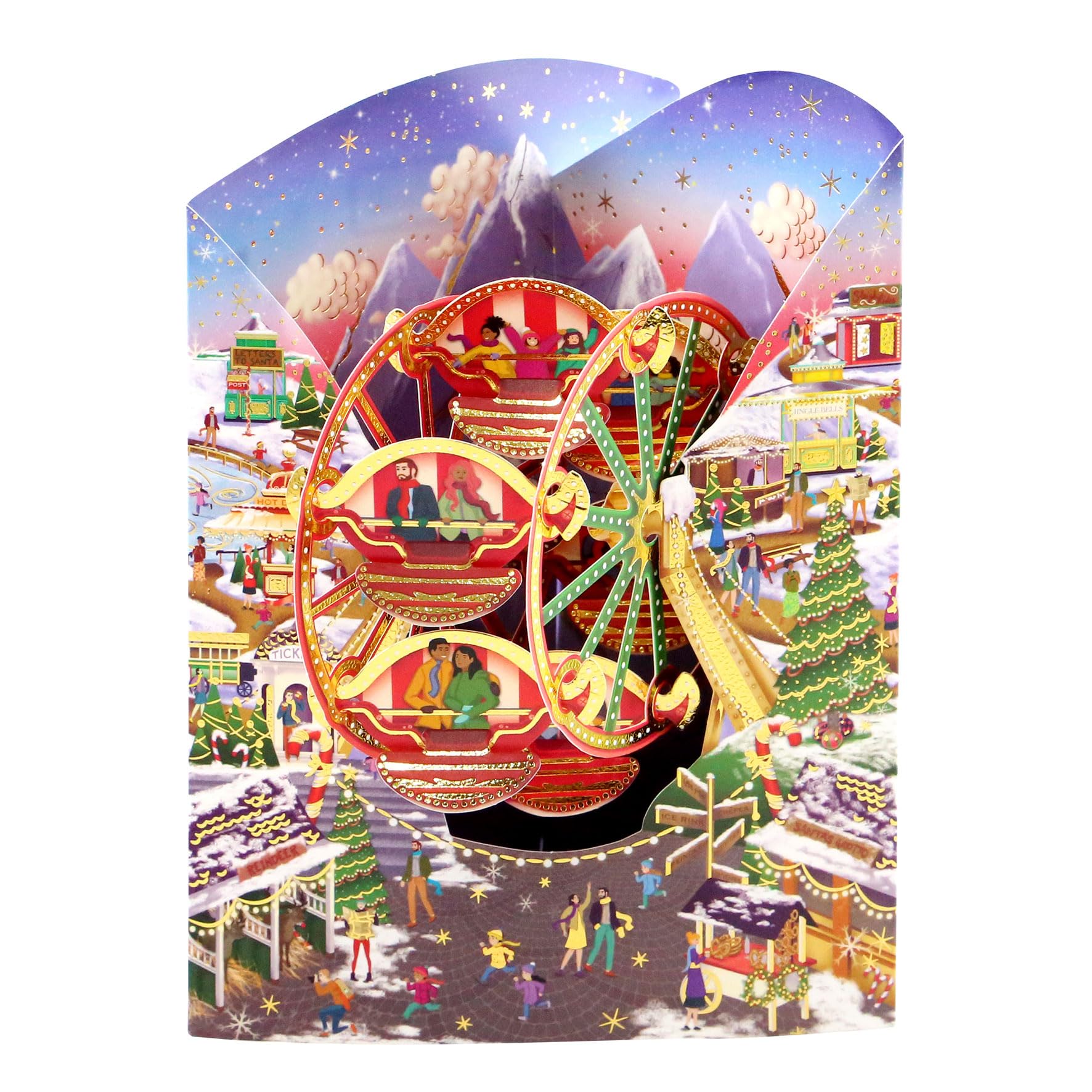 SANTORO Swing Card, Christmas 3D Pop Up Greeting Card - Christmas Market - For Kids, Family, Festive