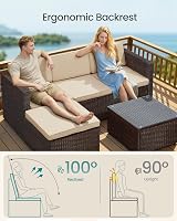 SONGMICS Garden Furniture Set PE Rattan Corner Sofa Table Cushions GGF005K05 view 4