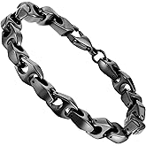 Urban Jewelry Men’s Tungsten Carbide & Ceramic Bracelet Collection – 8.3–8.7" Length, 9–13 mm Links, Matte, Puzzle, Black & Gold Contrast, Scratch‑Resistant, Secure Snap‑Lock, Gift Box