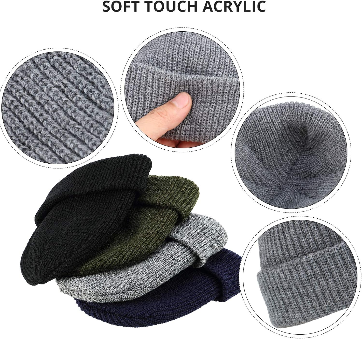 6 Pieces Trawler Beanie Watch Hat Roll up Edge Skullcap Fisherman Beanie Unisex: Clothing