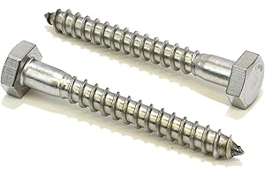 Bolt Dropper 1/4" x 2" Hex Head Lag, (25 Pack), 304 (18-8) Stainless Steel Coach Bolts/Large Screws for Wood with Plain Finish