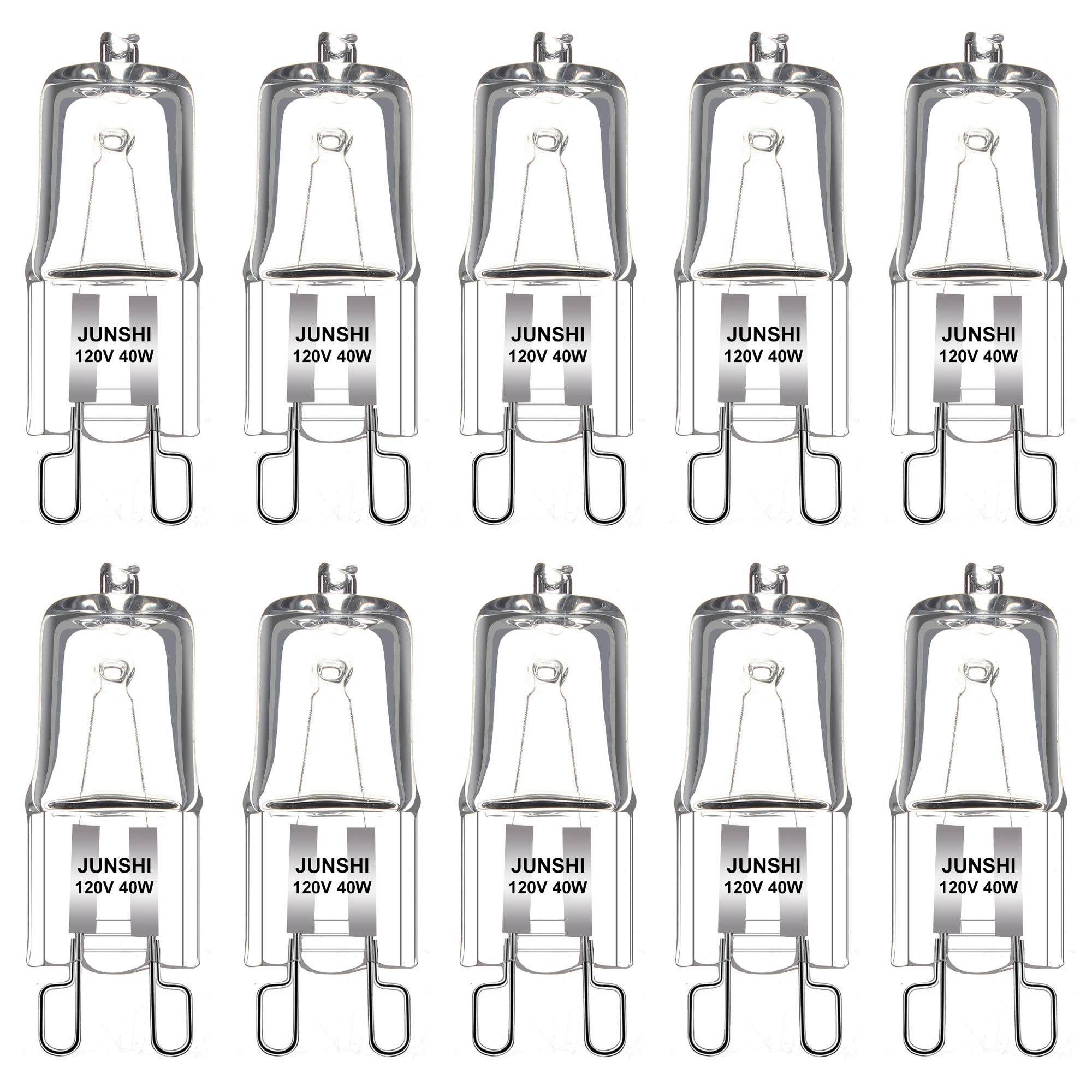 10 Pack JCD G9 120V 40W Crystal Clear Lense T4/Q40/G9/CL/120V JD Type Halogen House Hold Light Bulb,for Hanging Pendant Accent Type Spot Down Lamp Chandelier Sconce Fixture Lighting