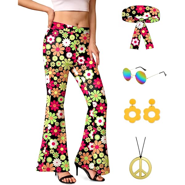 slim fit dress slacks 70's Disco Trousers Colourful Flares