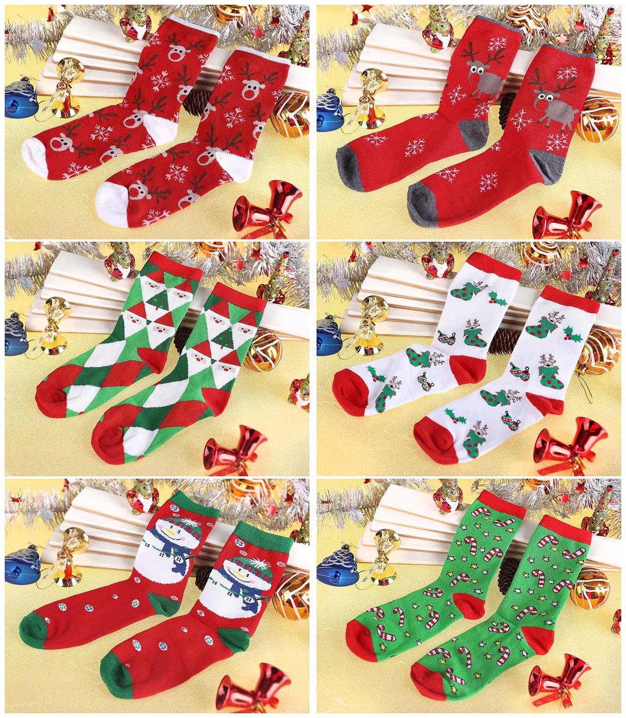 Ayliss 12Pairs Women\'s Cute Pattern Colorful Cotton Screw Socks,Christmas Style